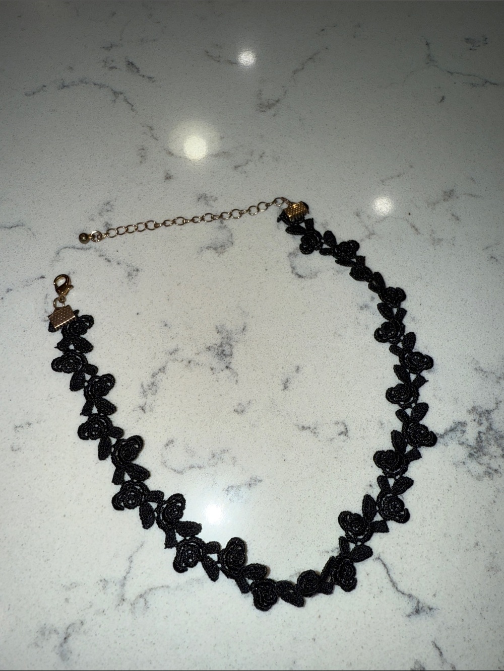 Black Floral Lace Choker Necklace - Unbranded